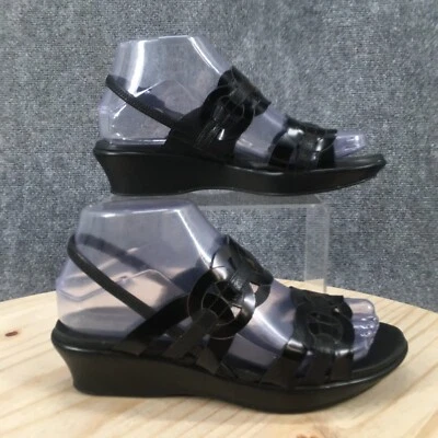 Munro American Sandals Womens 6.5 M Slingback Black Leather Walking Wedge Casual - Image 1 of 4