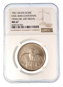 Medio dólar de plata heráldico del centenario de la Guerra Civil llamado 50c medalla de arte heráldico NGC - Imagen 1 de 2