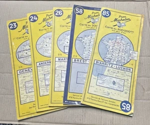 Original old Michelin Road Maps, 5 Maps,great display Collection - Picture 1 of 3