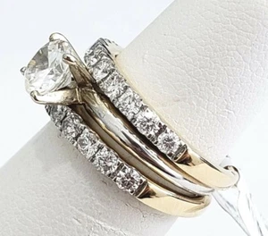 14K Yellow Gold Prong Diamond Wedding Band Enhancer Guard 1.50 CT Ladies - Picture 1 of 11