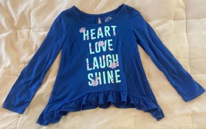 SO Girls Multicolor Long Sleeve Heart Love Laugh Shine Top Size 10 - Picture 1 of 10