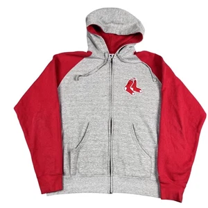 Boston Red Sox Majestic Mens Grey & Red Full Zip Hoodie Sz XXL - Picture 1 of 4