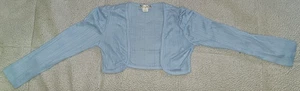 Girls size 8 open front light blue long sleeve pointelle knit SHRUG SWEATER - Picture 1 of 7