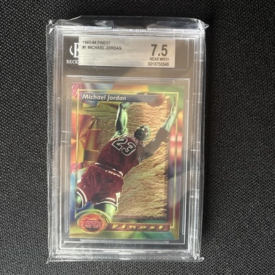 1993-94 Topps Finest Майкл Джордан No1 BGS 7.5 почти как новый+ - Изображение 1 из 2