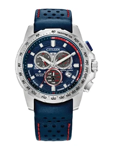 Citizen Promaster MX BL5571-09L Chrono 43 mm Blue Dial Leather Solar Men's Watch - Picture 1 of 3