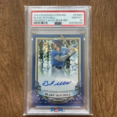 2024 BOWMAN STERLING PROSPECT AUTO BLUE STERLING BLAKE MITCHELL /25 PSA 10 - Image 1 of 2