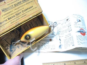 South Bend Midget Surf Oreno old wood fishing lure new in box glass eyes - Picture 1 of 8