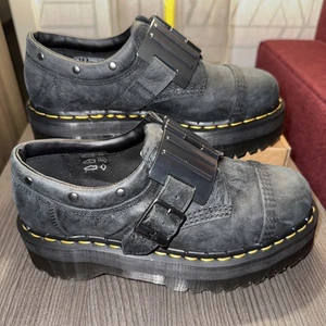 Dr Martens 8053 Quad Hinge Schwarz Leder Plateau M 7 W 8 Stiefel Steampunk Goth - Bild 1 von 9