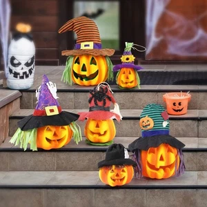 6 Pack Light up Halloween Jack-o'-Lantern Set,Pumpkin Prop Decorations with L... - Picture 1 of 6