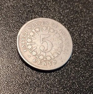 *USA 5c~ Five Cents Union Shield 1866~* VG~ With Rays~ Coin  - Picture 1 of 6