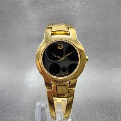 Reloj Movado Amorosa Mujer 24mm Esfera Negra Tono Dorado Redondo 88 E4 1842 Nuevo Batt Foto 1 de 4