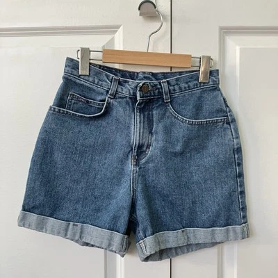 Pantalones Cortos Vintage Riders by Lee Jean Mujer Azul Denim Años 90 Y2K Dobladillo Enrollado Festival Foto 1 de 4