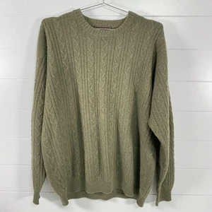 Johnston & Murphy Pullover Herren Large oliv Kaschmir 2-lagig Zopfmuster Rundhalsausschnitt - Bild 1 von 10