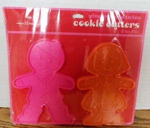 Hallmark Ausstechformen - Lebkuchen Zwillinge 1973 orange/rosa Vintage MADE IN USA - Bild 1 von 10