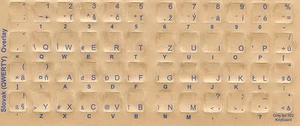 Slovak Keyboard Stickers Blue Letters Reverse Print - Type Slovak Characters - Picture 1 of 1