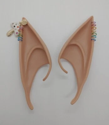 Elf Ears Pierced Cosplay Fairy Costume Pointy Rainbow OOAK Fantasy Mushroom Gold - Image 1 of 4