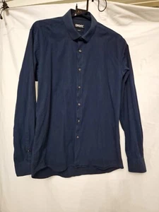 Donna Karan New York Slim Fit Navy Dress Shirt Long Sleeve 16.5" Collar - Picture 1 of 13