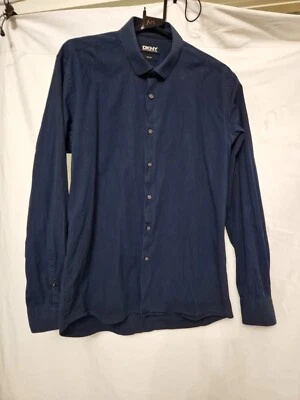 Donna Karan New York Slim Fit Navy Dress Shirt Long Sleeve 16.5" Collar - Image 1 of 4