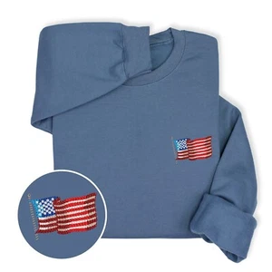 Patriotic USA Flag Embroidered Hoodie & Sweatshirt, 4th of July Gift - Picture 1 of 28