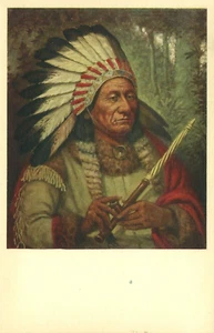 Postal toro sentado indio nativo americano. Hunkpapa Sioux Chieftain. UNP. NA1 - Imagen 1 de 2