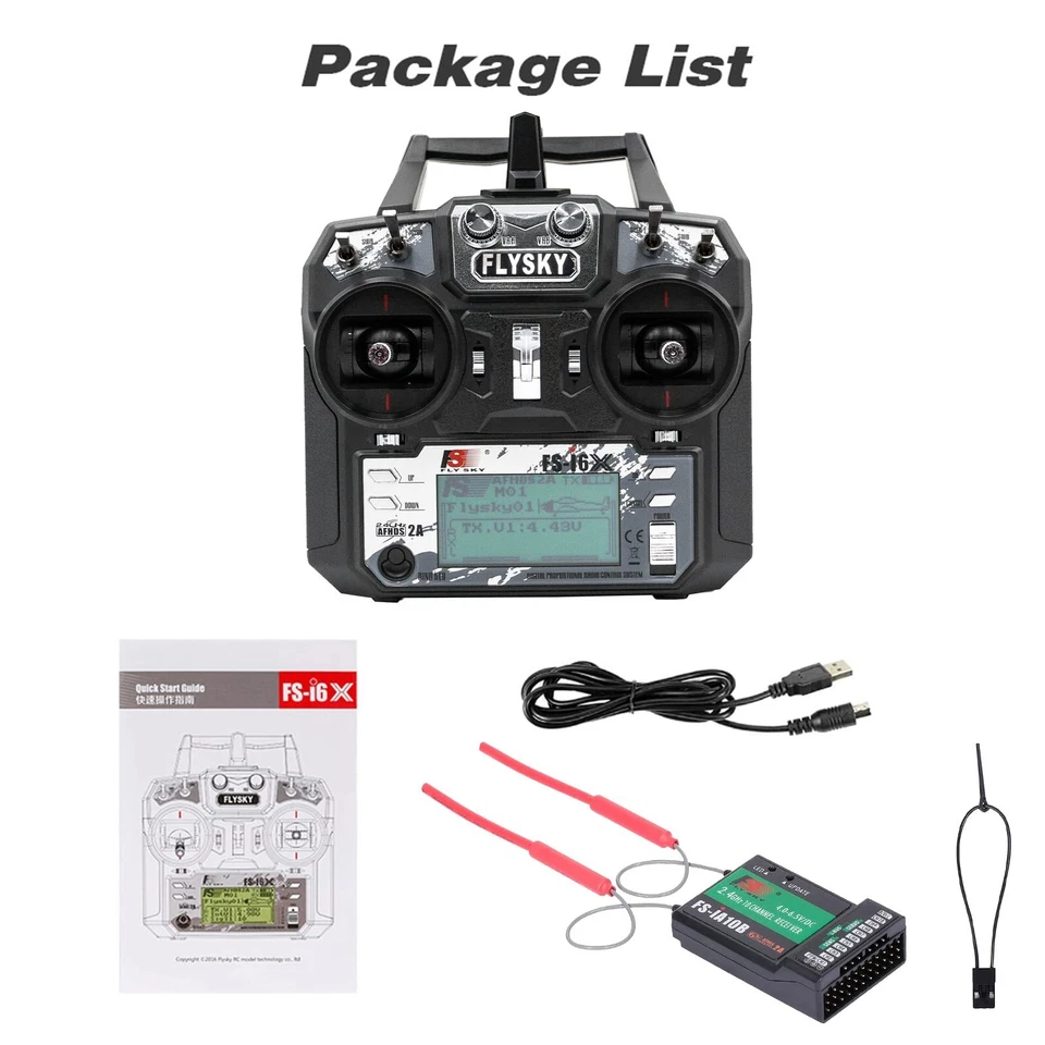 Flysky FS-i6X 10CH 2.4GHz AFHDS RC Transmitter W/FS-iA10B Receiver - Image 1 of 4