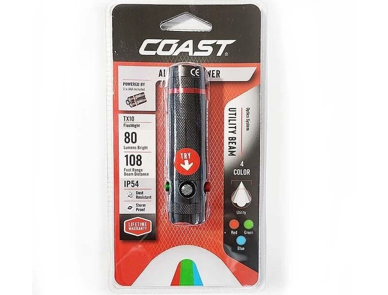 Coast TX10 LED Linterna Multicolor Viga Impermeable Táctica Luz Compacta - Imagen 1 de 4
