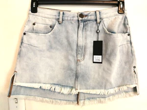 One Teaspoon Womens Mini Skirt 30 Faded Blue Vanguard Denim Jean Relaxed Raw Hem - Picture 1 of 5