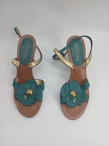 Coach Giuliana tacco alla caviglia in pelle verde fiori taglia 6 B (usato)** - Foto 1 di 10