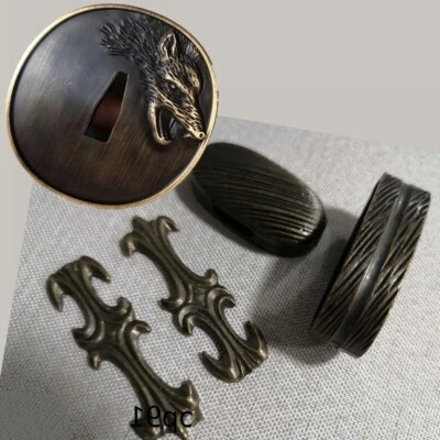 Wolf Tsuba Sword Part Guard Fuchi Kashira Menuki For Katana Wakizashi Blade Edge - Image 1 of 4