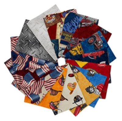 American Heroes Firefighter•15 Pc Fat Quarter Fabric Bundle!100% Cotton•FastShip - Image 1 of 4