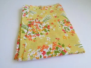 Vintage Burlington Flachbettlaken Floral Gelb Natur MCM 66x96 Twin Size - Bild 1 von 6