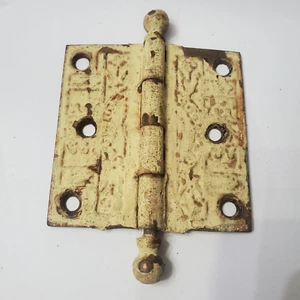 VINTAGE EASTLAKE VICTORIAN IRON DOOR HINGE HARDWARE DECORATIVE 3 1/2 x 3 1/2 - Picture 1 of 10