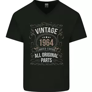 61st Birthday Limited Edition 1964 Mens V-Neck Cotton T-Shirt - Picture 1 of 3