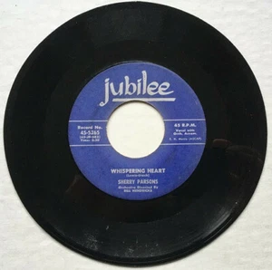45 RPM POP RECORD - SHERRY PARSONS – WHISPERING HEART - JUBILEE - 1956 - Picture 1 of 1