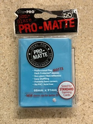 Ultra Pro Standard Pro-Matte Non-Glare Card Sleeves Light Blue 50ct New - Image 1 of 2
