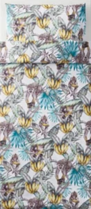 Ikea Stunsig Twin Duvet Cover Pillow Sham Monkey Glasses Bananas Jungle Blue New - Picture 1 of 6