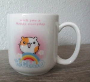 SMALL 3 IN. COFFEE ESPRESSO ? CUP MUG * HELLO HAPPY EVERYDAY CUTE HAMSTER - Picture 1 of 4