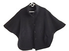 Hilary Radley Collection Cape Coat Women's S Solid Black Wool Blend Lined Pocket