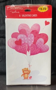 VTG Hallmark Valentine's Day Cards Bear Heart Balloons Pack of 6 SEALED USA - Picture 1 of 2
