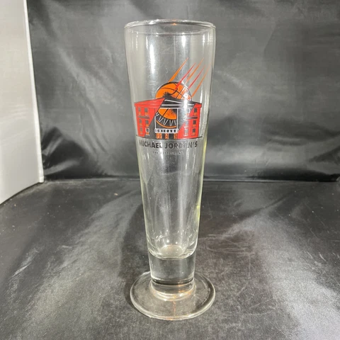MICHAEL JORDAN'S THE RESTAURANT TALL PILSNER FOOTED GLASS Chicago 9 1/2" Cover
