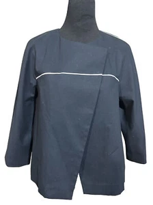 Lafayette 148 Blazer Jacke schwarz weiß Rohrleitung Baumwolle Elasthan neu mit Etikett $ 298 Größe L - Bild 1 von 8