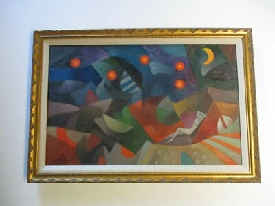 БОЛЬШАЯ АБСТРАКТНАЯ КАРТИНА НОЧНОЙ ЭКСПРЕССИОНИЗМ МОДЕРНИЗМ КУБИЗМ Тайна - Изображение 1 из 4