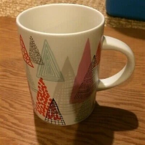 2017 Starbucks 12 oz. ceramic mug, stylized trees, triangles - Picture 1 of 3