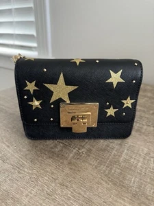 NWT MICHAEL KORS ILLUSTRATIONS STAR TINA SMALL CLUTCH CROSSBODY BLACK - Picture 1 of 9