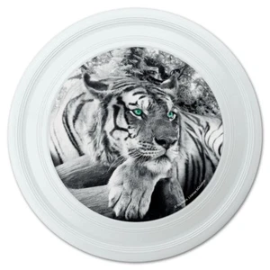 Schwarz-weißer Tiger mit blau-grünen Augen Neuheit 9" Flugscheibe - Bild 1 von 4