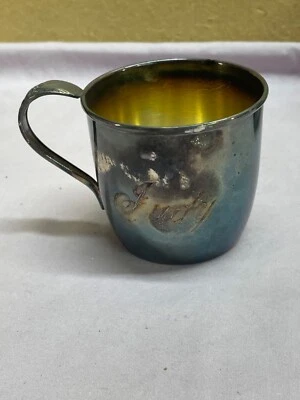 1847 Rogers Bros First Love Cup Baby Silver plated vintage engraved name "Judy" Foto 1 de 4