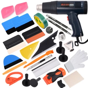 Car Wrapping Tools Vinyl Squeegee Felt Heat Gun Kit for Auto Window Tint Install - Foto 1 di 16