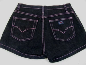 CEST TOI..Y2K..STRETCH...DENIM..SHORTS..BLACK..PURPLE STITCHING..NEW..5/6 - Picture 1 of 3