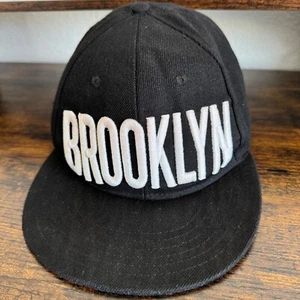 Brooklyn Baseball Cap Snapback Black with White Letters Embroidered Adjustable - Picture 1 of 12