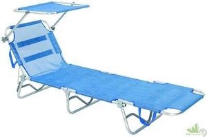 LETTINo SPIAGGIA PIEGHEVOLE RICHIUDIBILE CON TETTUCCIO PARASOLE 191X55 CM BLU - Foto 1 di 1